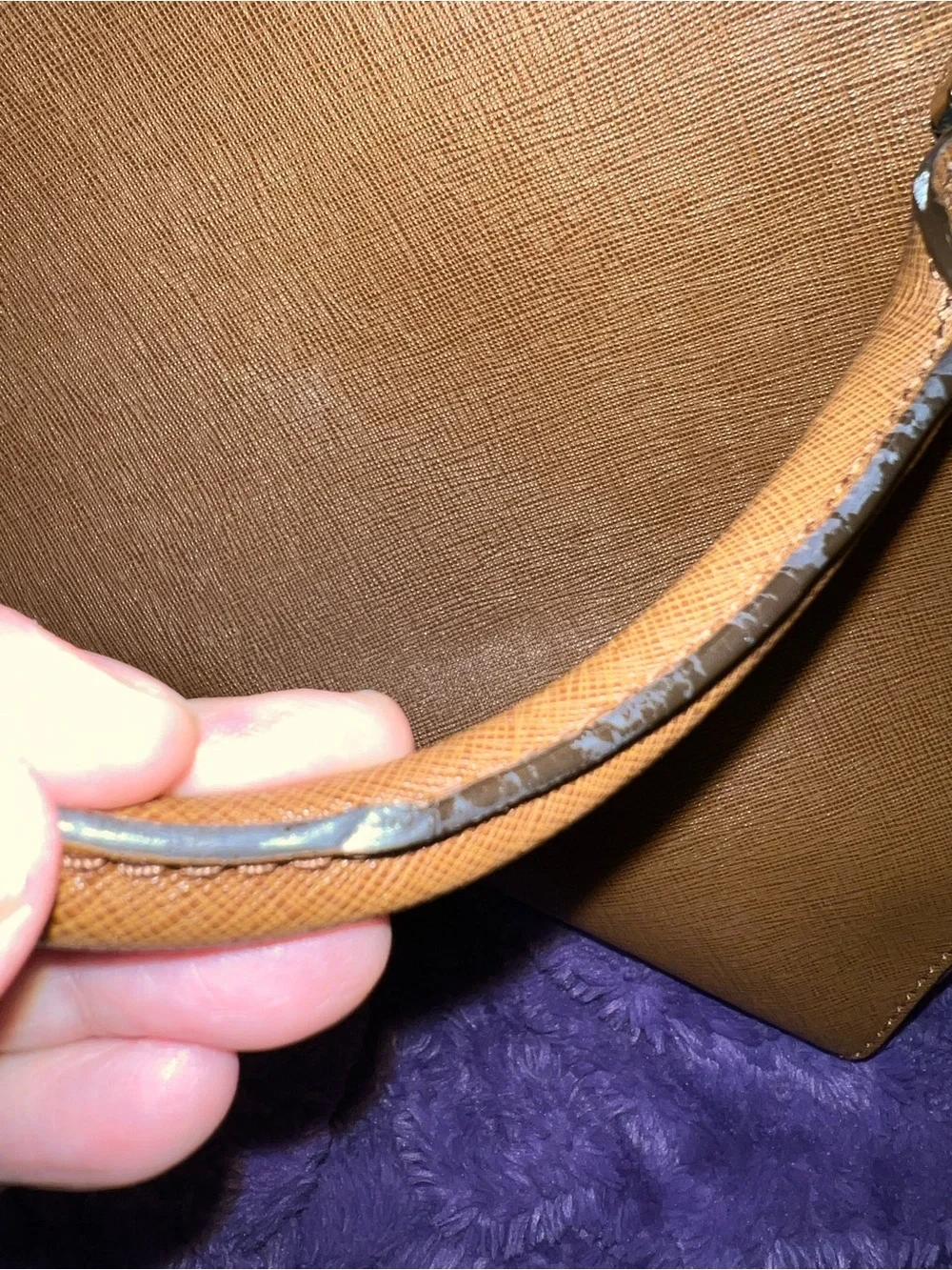 Michael Kors Saffiano Zip Pouch in Tan Brown with Gold Logo